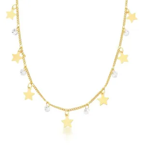 CHOKER E PINGENTE ESTRELAS LISAS E PONTOS DE LUZ 
