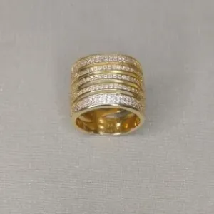 ANEL BAN. DOURADO CRAV. ZIRC BRANCA 7 LINHA 5 VOLTAS