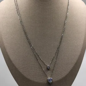 Corrente Prata c/ Pingente Coração/Ponto Luz