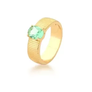 ANEL  PEDRA PRASIOLITA TRABALHADO