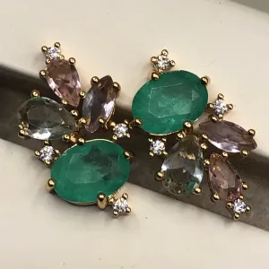 BRINCO BAN. DOURADO PEDRA MULTICOLOR (CAT)