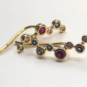 BRINCO BAN. DOURADO C/ PEDRAS MULTICOLOR