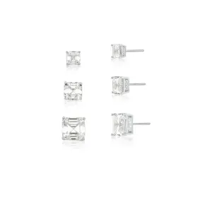 BRINCO TRIO BAN. A RODIO PEDRA BRANCA QUADRADO 6/8/10MM