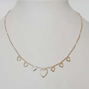 CHOKER BAN. DOURADO LISO CORACAO VAZADO PENDULO 35+10CM