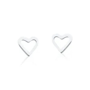 BRINCO PRATEADO LISO CORACAO VAZADO 10X11MM PRATEADO