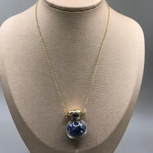 Colar Foleado a Ouro C/ Pedras Naturais Sodalita