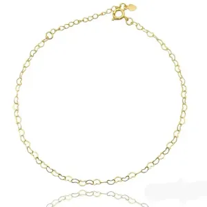 TORNOZELEIRA BAN. DOURADO LISO VAZADO CORACAO 20+5CM