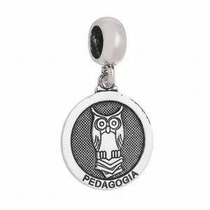 BERLOQUE PRATA C/ CORUJA PROFISSÃO PEDAGOGIA