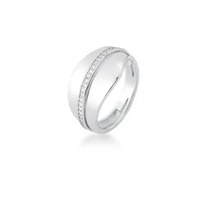 ANEL CURVO E CRAVEJADO DE ZIRCÔNIAS PRATA RODINADA