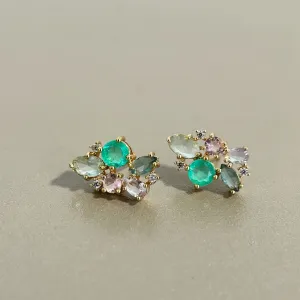 BRINCO BAN. DOURADO PEDRA MULTICOLOR