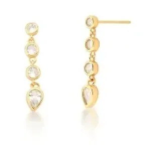 BRINCO PEDRA BRANCA PENDULO 3 REDONDO/GOTA