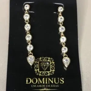 BRINCO PEDRA BRANCA PENDULO 5 REDONDO/GOTA