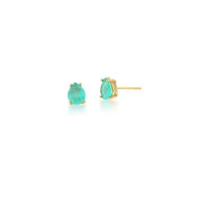 BRINCO BAN. DOURADO PEDRA FUSION TURMALINA GOTA 8X10MM