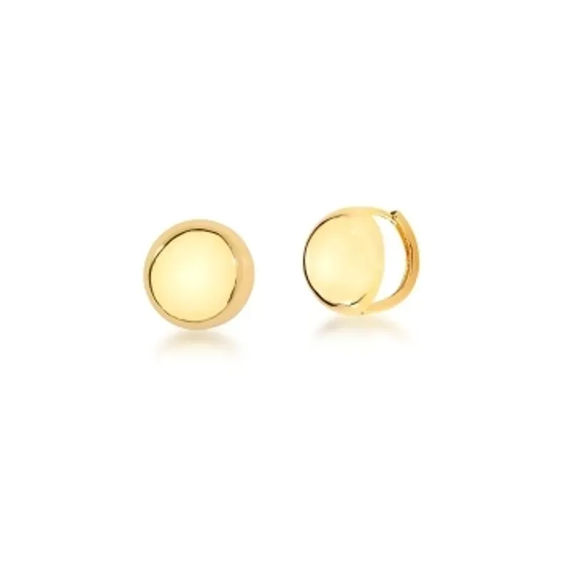 BRINCO BAN. DOURADO LISO METADE BOLA ARGOLA 16X16MM