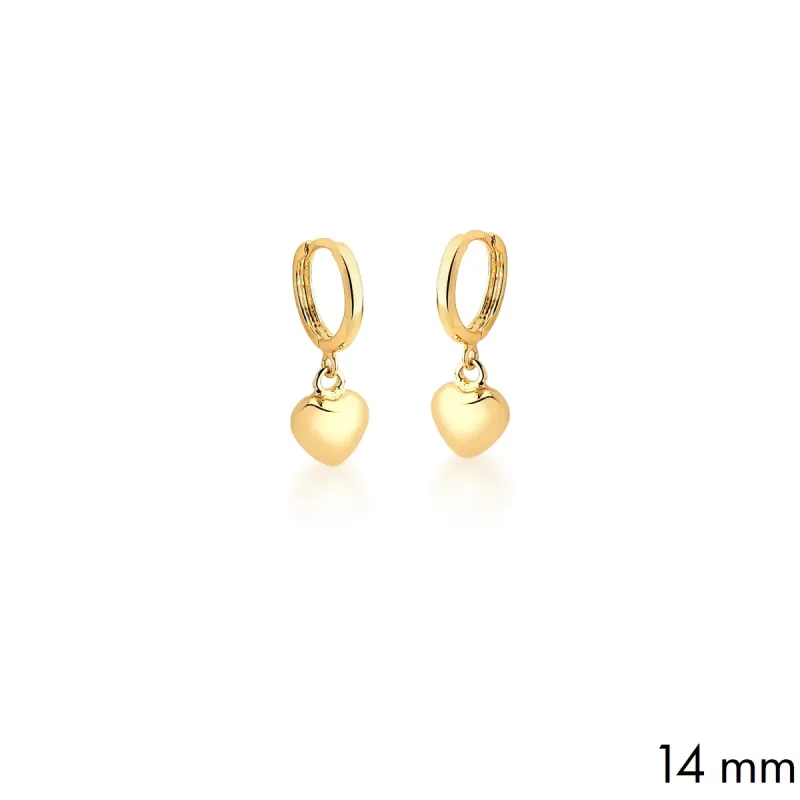 BRINCO BAN. DOURADO LISO CORACAO PENDULO ARGOLA 14MM