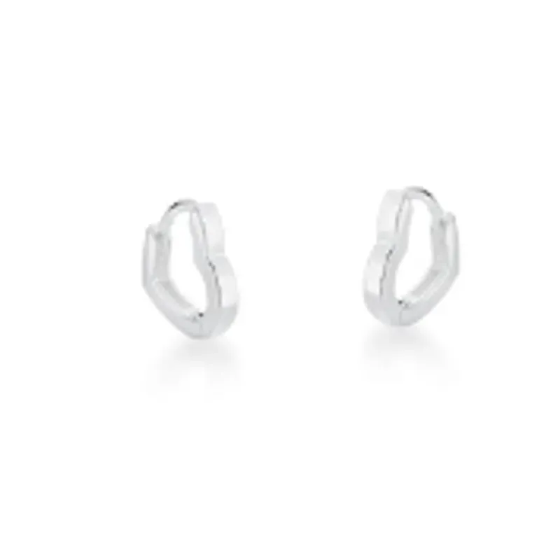 BRINCO PRATEADO LISO CORACAO ARGOLA 11MM