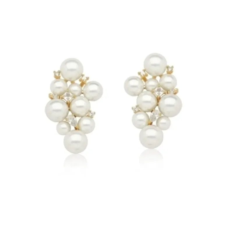 BRINCO EAR CUFF BAN. DOURADO 6 PEDRA BRANCA 9 PEROLA