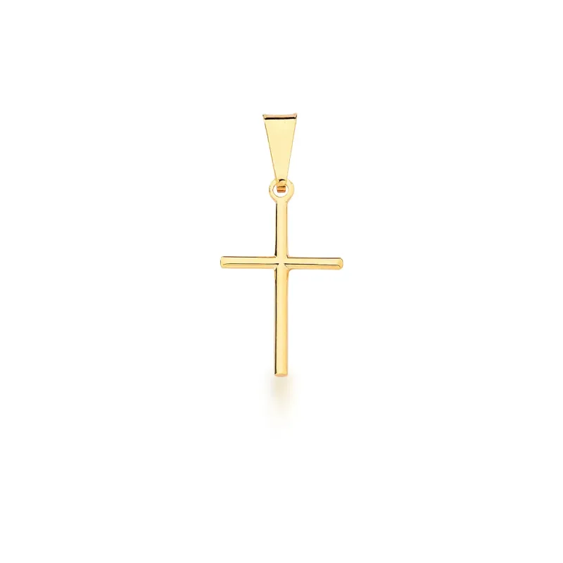 PINGENTE BASICO LISO IMAGEM CRUZ 12X19MM BAN. DOURADO