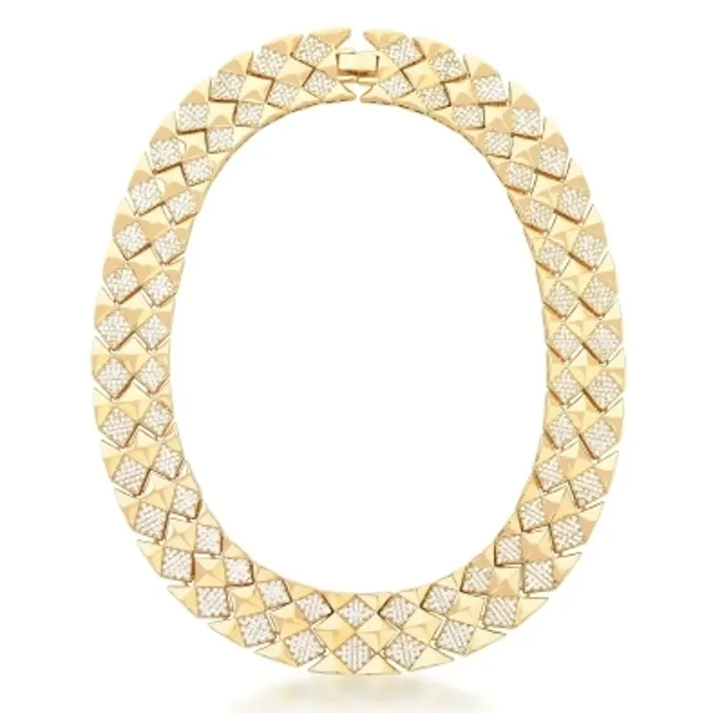 COLAR BAN. DOURADO CRAV. ZIRC BRANCA 2 VOLTAS QUADRADO