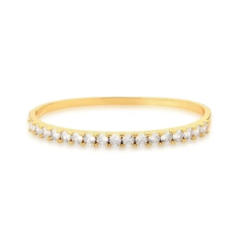 BRACELETE BAN. DOURADO PEDRA BRANCA FRENTE REDONDO 4MM