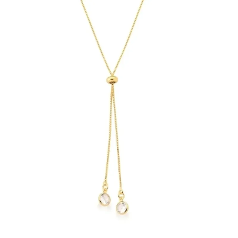 COLAR REGULAVEL BAN. DOURADO PEDRA BRANCA REDONDO 5MM