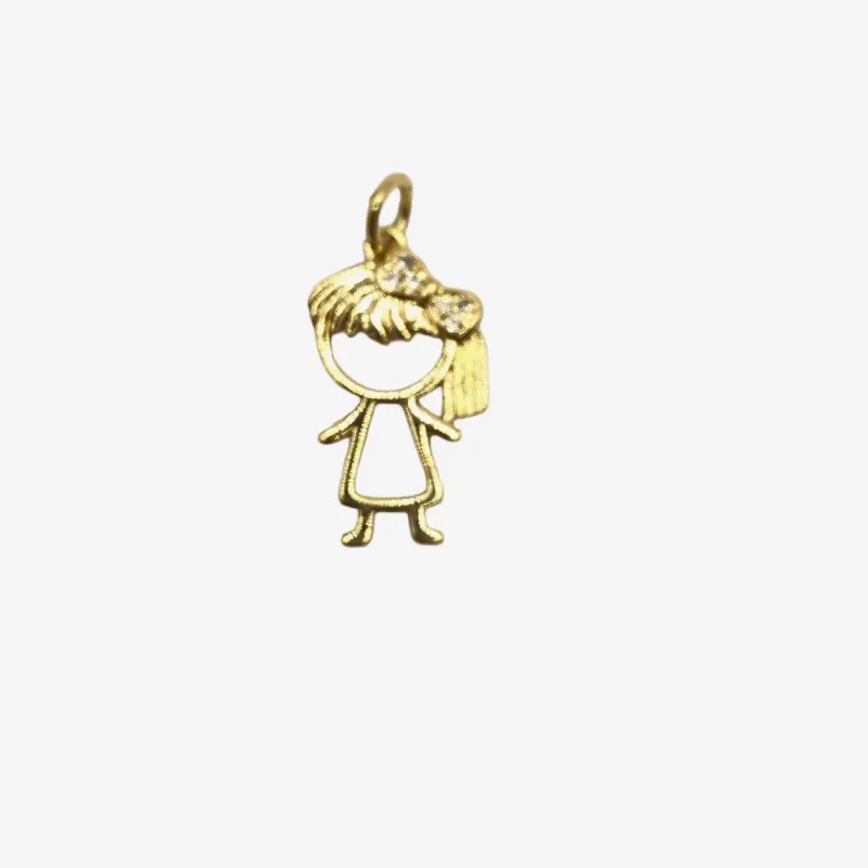 PINGENTE BAN. DOURADO MENINA C/ LAÇO CRAVEJADO C/ ZIRCONIA