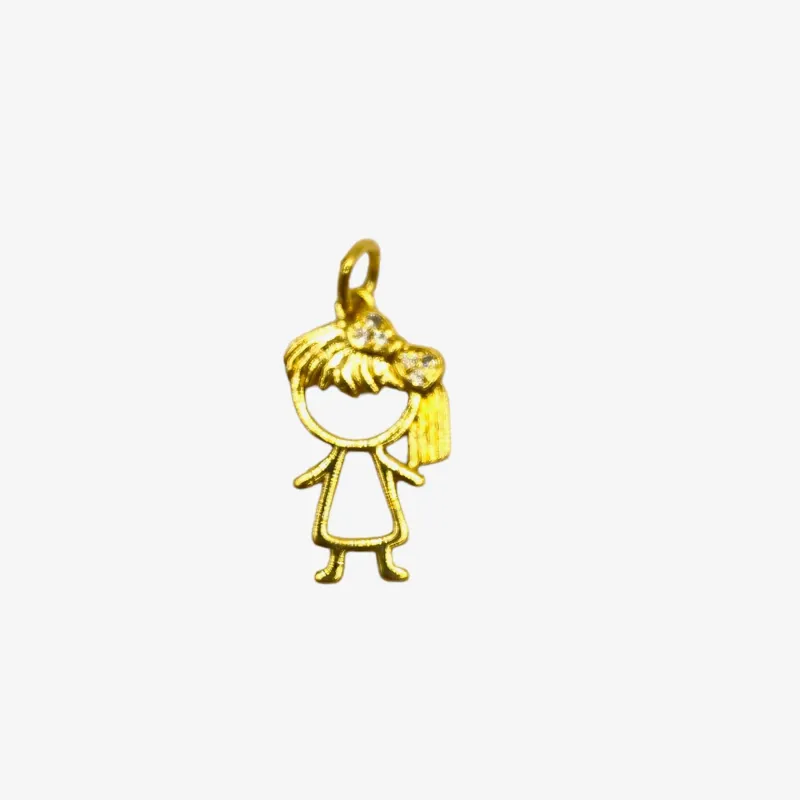 PINGENTE BAN. DOURADO MENINA C/ VESTIDO CRAVEJADO ZIRCONIA