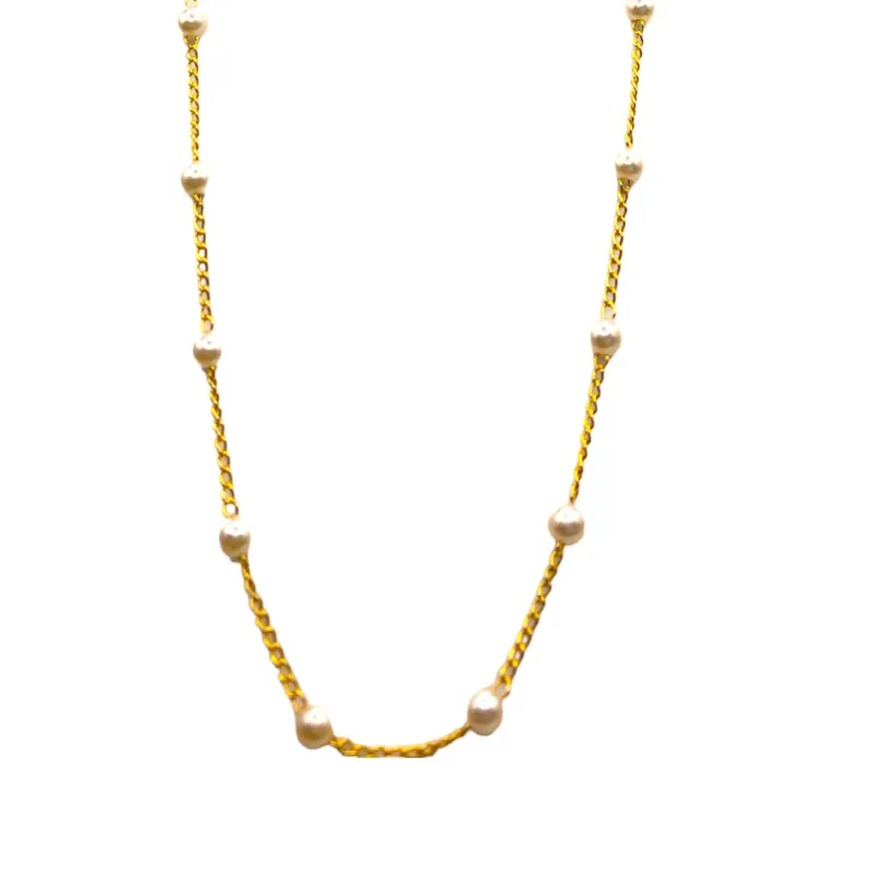 COLAR FOL. DOURADO LISO PEROLA DISPERSA 5MM 80CM