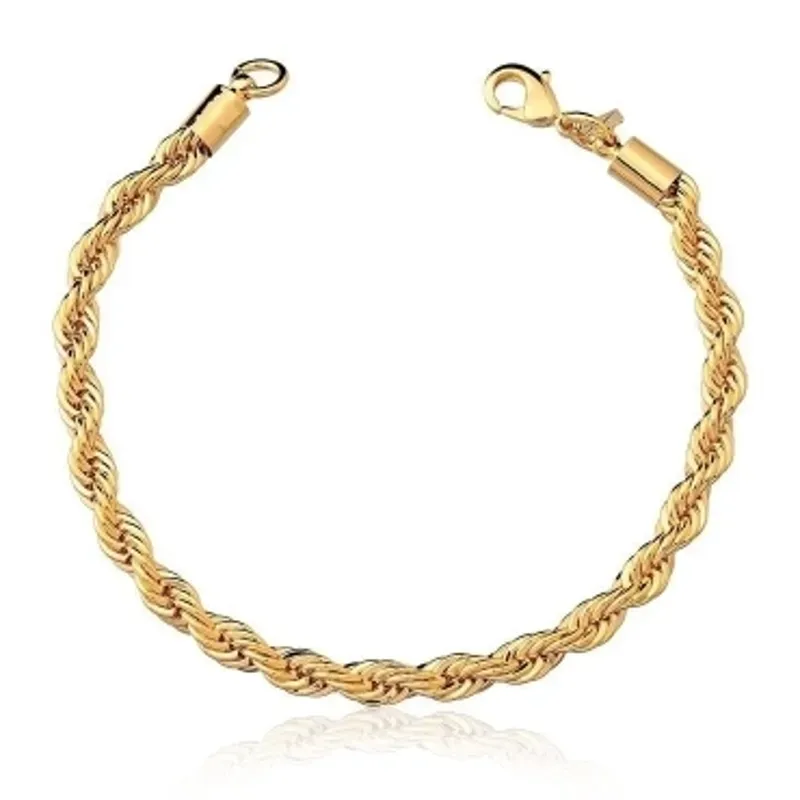 PULSEIRA CORDAO BAIANO 4MM BAN. DOURADO LISO 18CM