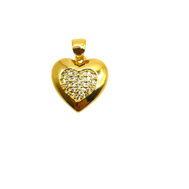 PINGENTE BAN. DOURADO CORAÇÃO C/ MEIO CRAVEJADO ZIRCONIA