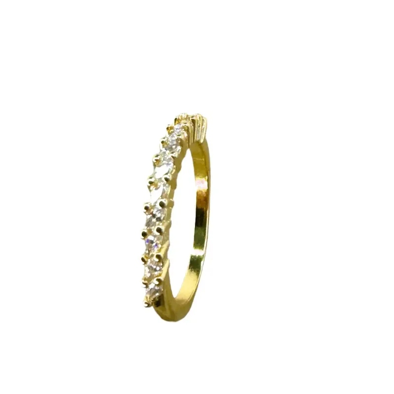ANEL APARADOR BAN. DOURADO CRAV. ZIRC BRANCA 1 LINHA FRENTE