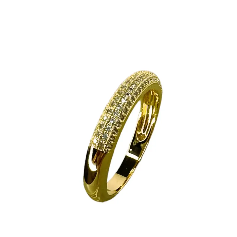 ANEL BAN. DOURADO CRAV. ZIRC BRANCA 4 LINHA (CAT)