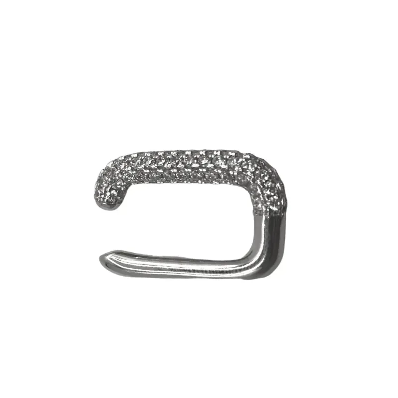 PIERCING PRATA C/ UM LADO CRAVEJADO ZIRCONIA BRANCA