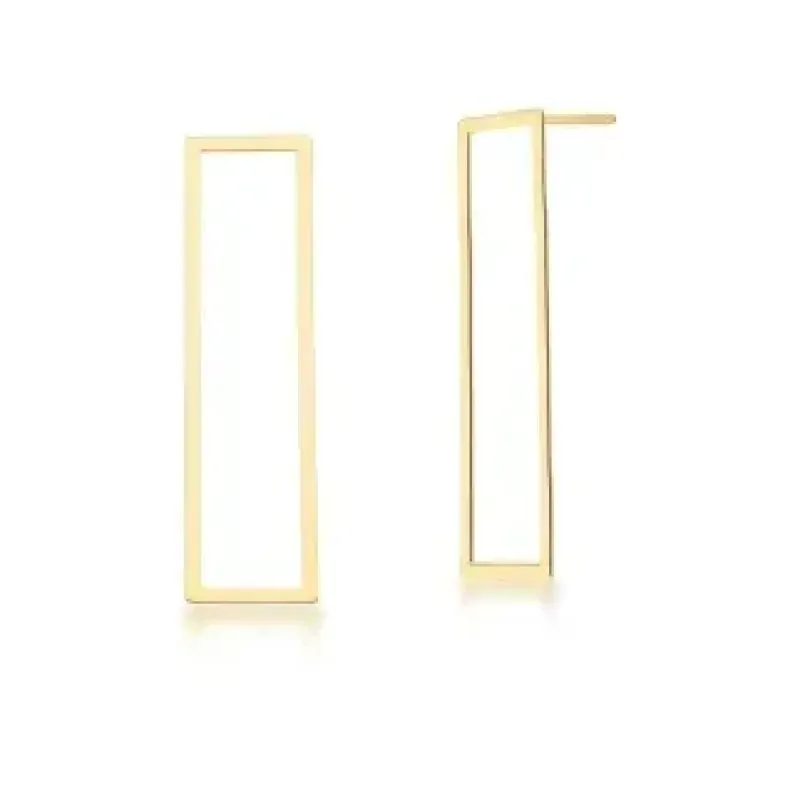 BRINCO BAN. DOURADO LISO VAZADO RETANGULAR 12X45MM