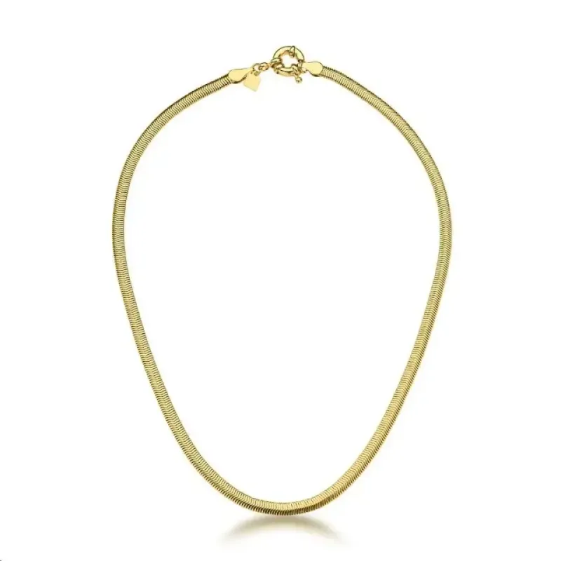CORRENTE CHOKER ESTEIRA LAMINADA LISO 4MM BAN. DOURADO /TAM. 35