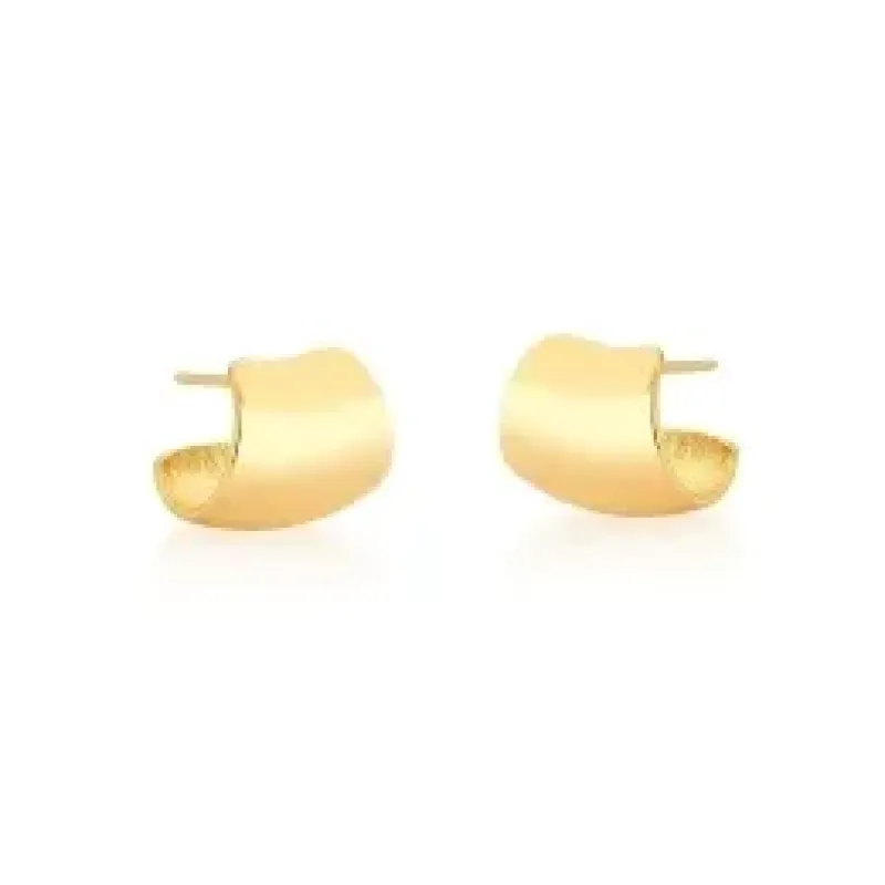 BRINCO BAN. DOURADO LISO CURVO MEIA ARGOLA 14X15MM