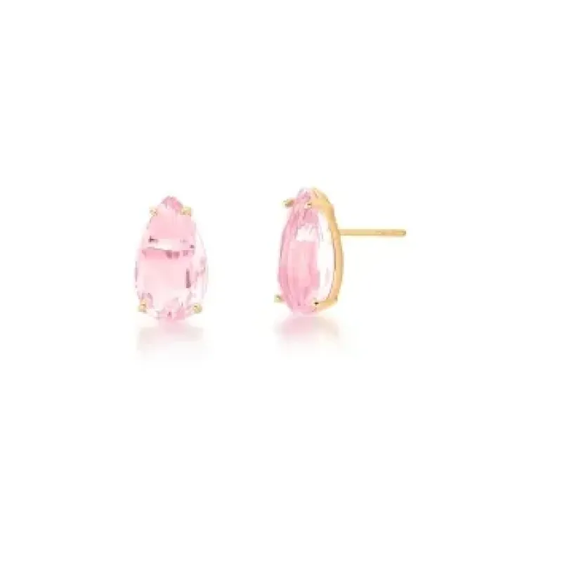 BRINCO  PEDRA ROSA CLARO GOTA 