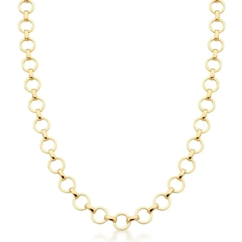 CORRENTE BAN. DOURADO LISO ELO REDONDO INTERCALADO 45CM