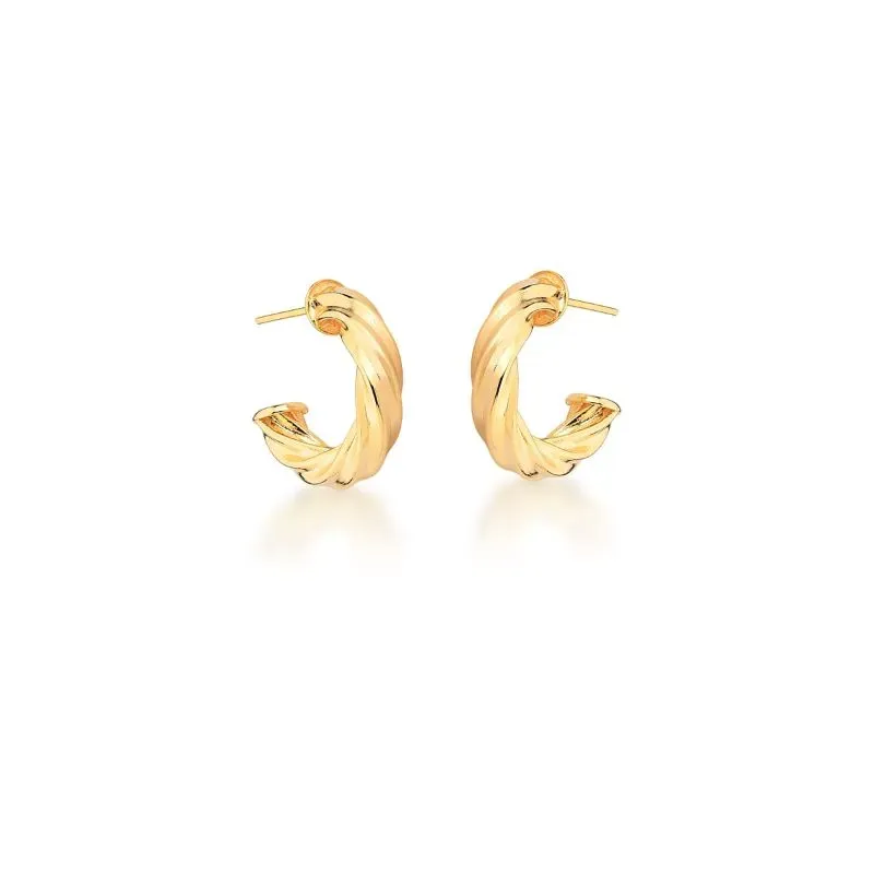BRINCO MEIA ARGOLA LISO TRANCADA 22X21X5MM BAN. DOURADO