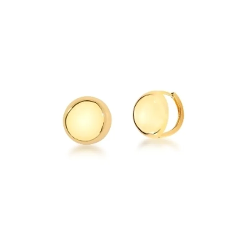 BRINCO BAN. DOURADO LISO METADE BOLA ARGOLA 16X16MM