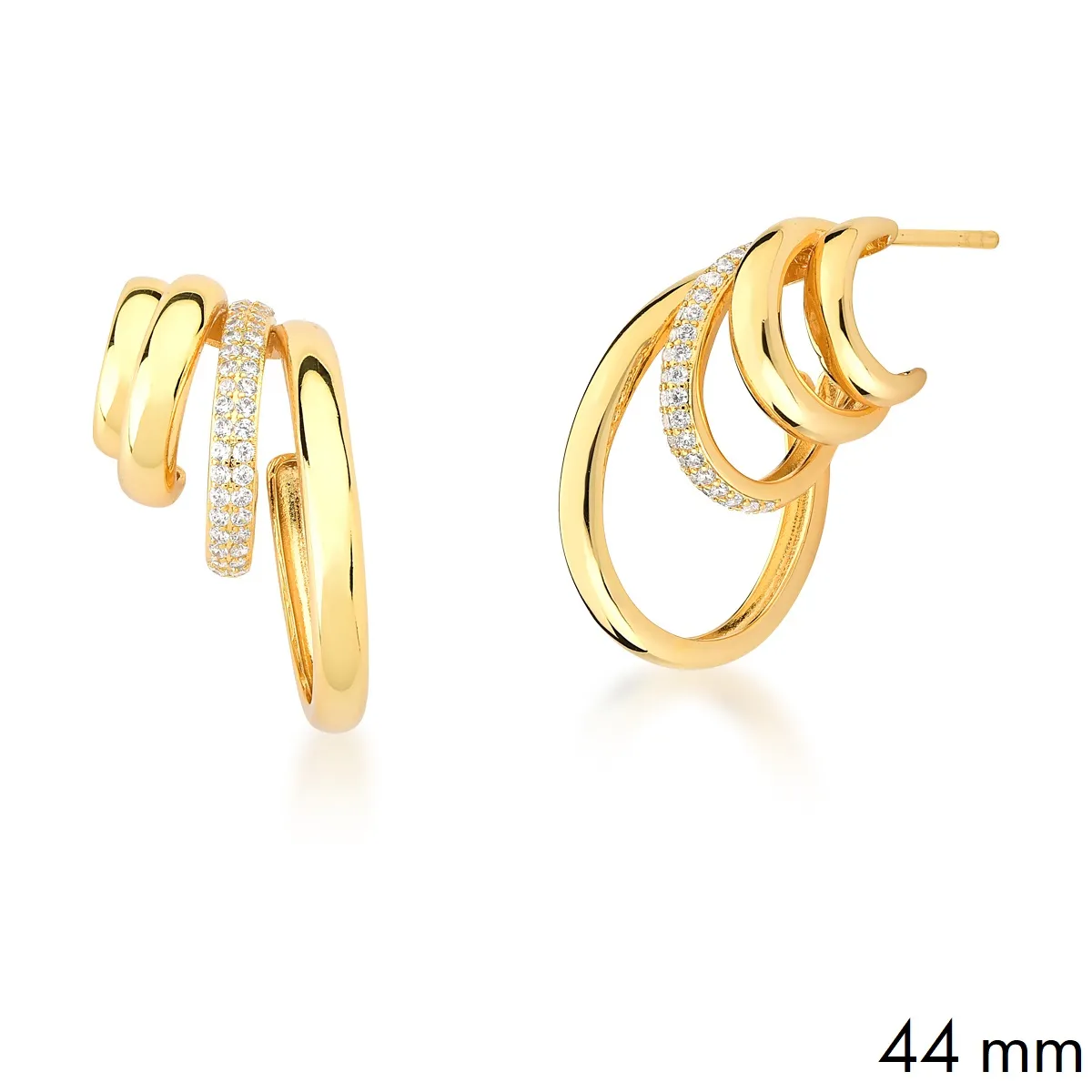 BRINCO BAN. DOURADO CRAV. ZIRC BRANCA 4 VOLTAS MEIA ARGOLA 44MM