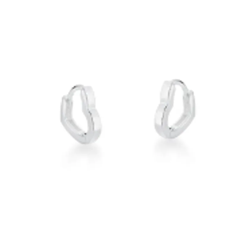 BRINCO PRATEADO LISO CORACAO ARGOLA 11MM