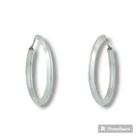 ARGOLA PRATA LISA FIO COM VINCO 30MM