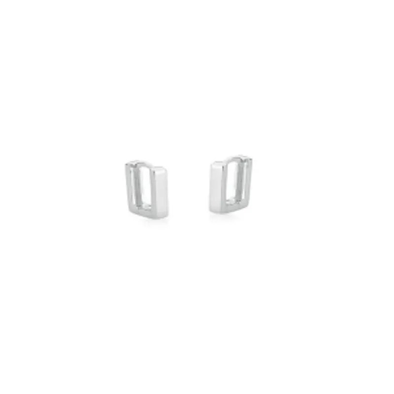 BRINCO PRATEADO LISO QUADRADO ARGOLA 10MM