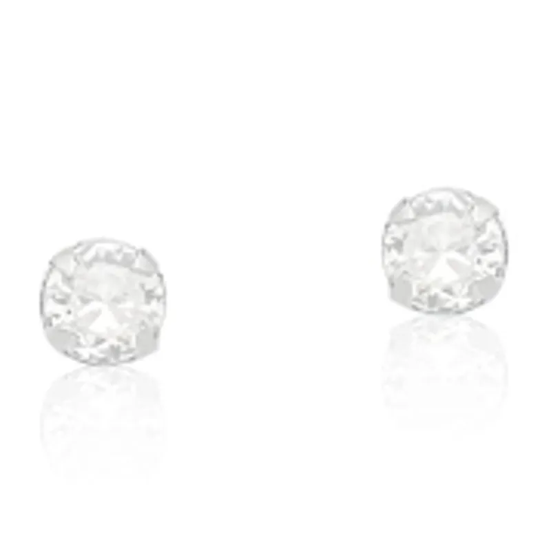 BRINCO PRATEADO PEDRA BRANCA REDONDO 4MM PRATEADO /BRANCO CRISTAL