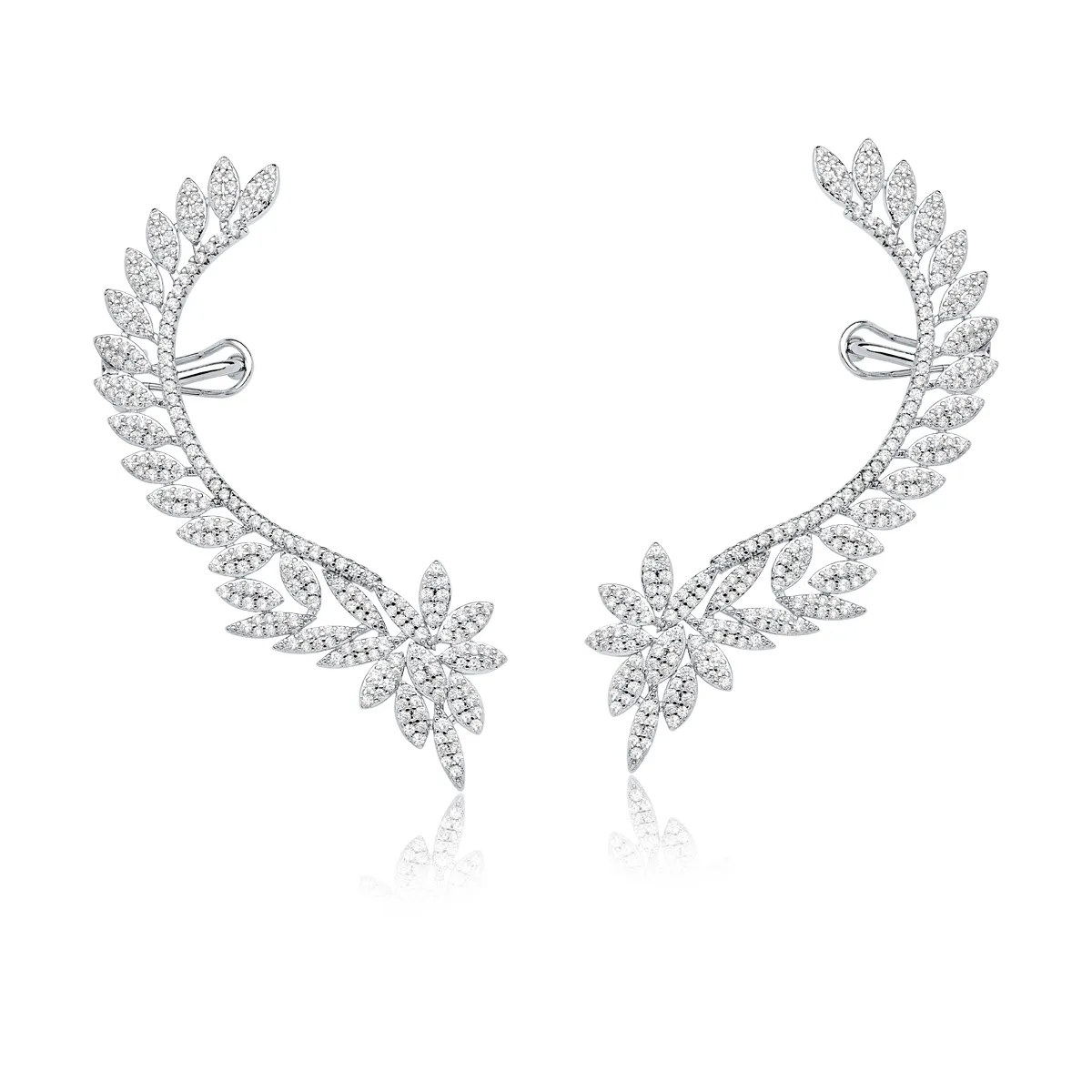 BRINCO BAN. A RODIO CRAV. ZIRC BRANCA EAR CUFF FOLHA FECHO OMEGA