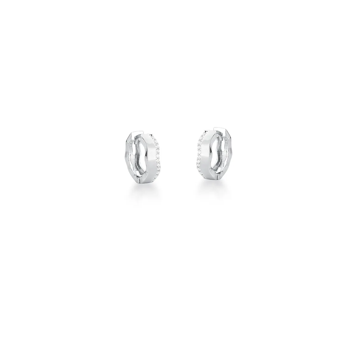 BRINCO PRATEADO CRAV. ZIRC BRANCA 2 VOLTAS ARGOLA 10MM
