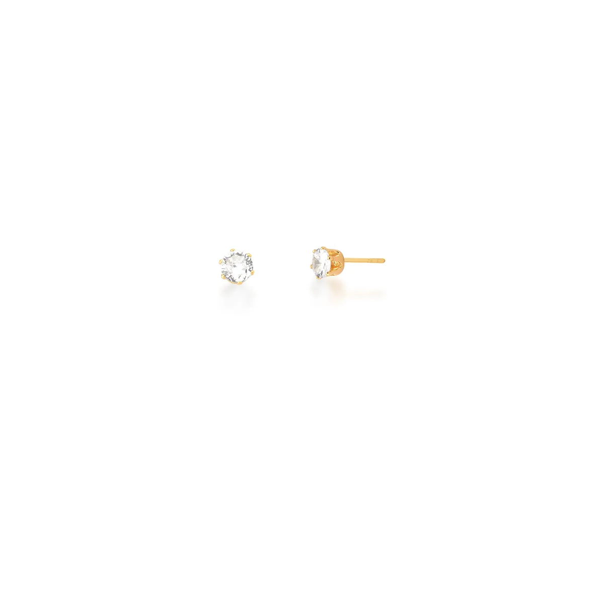BRINCO BAN. DOURADO PEDRA BRANCA REDONDO 5MM