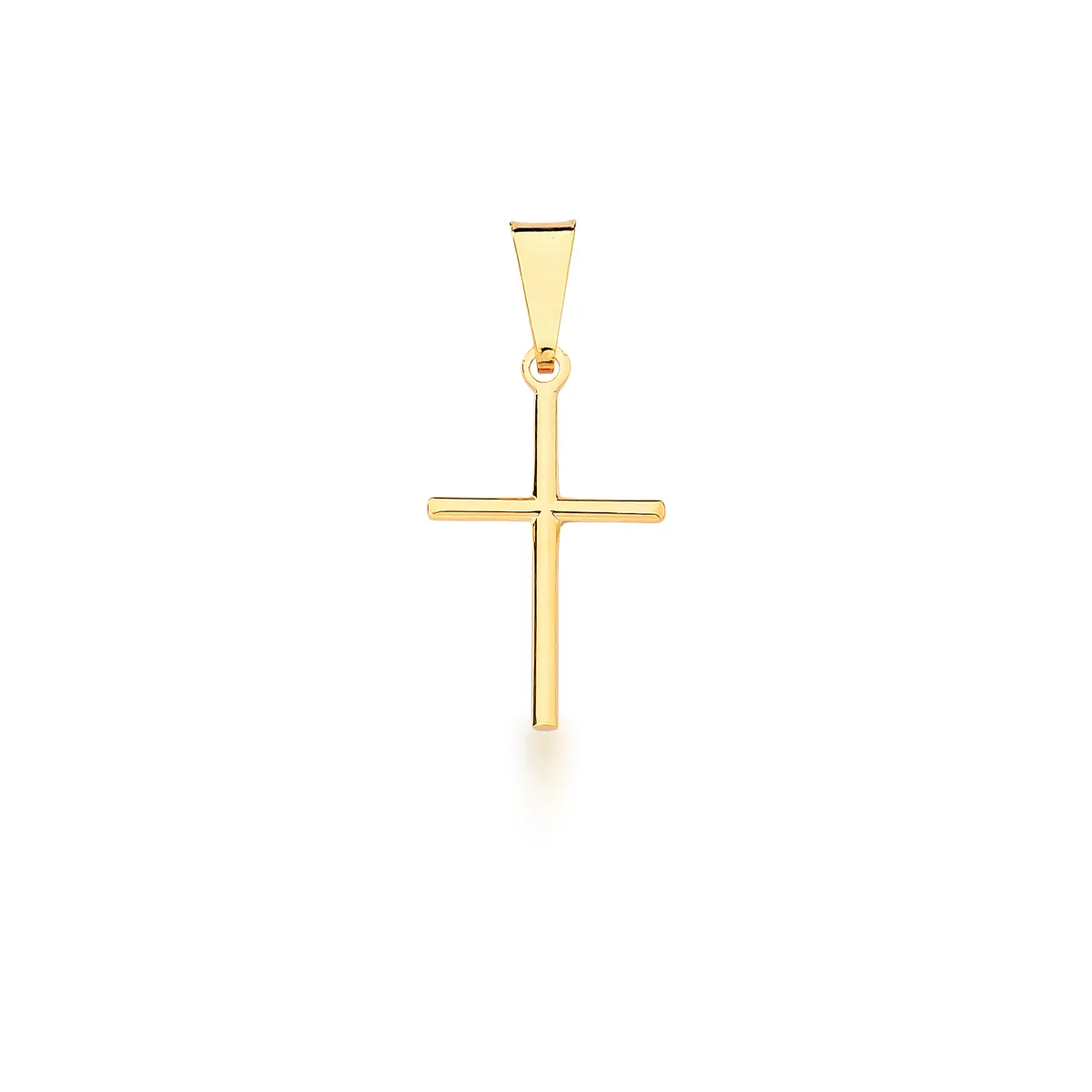 PINGENTE BASICO LISO IMAGEM CRUZ 12X19MM BAN. DOURADO