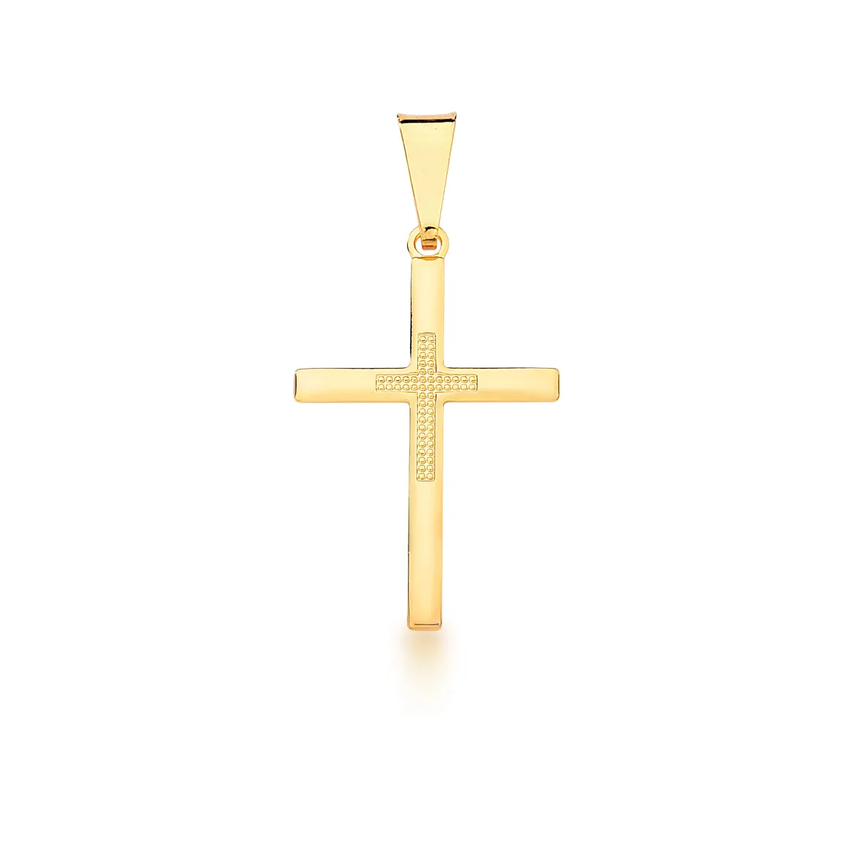PINGENTE BASICO LISO CRUZ TRABALHADO 16X25MM BAN. DOURADO